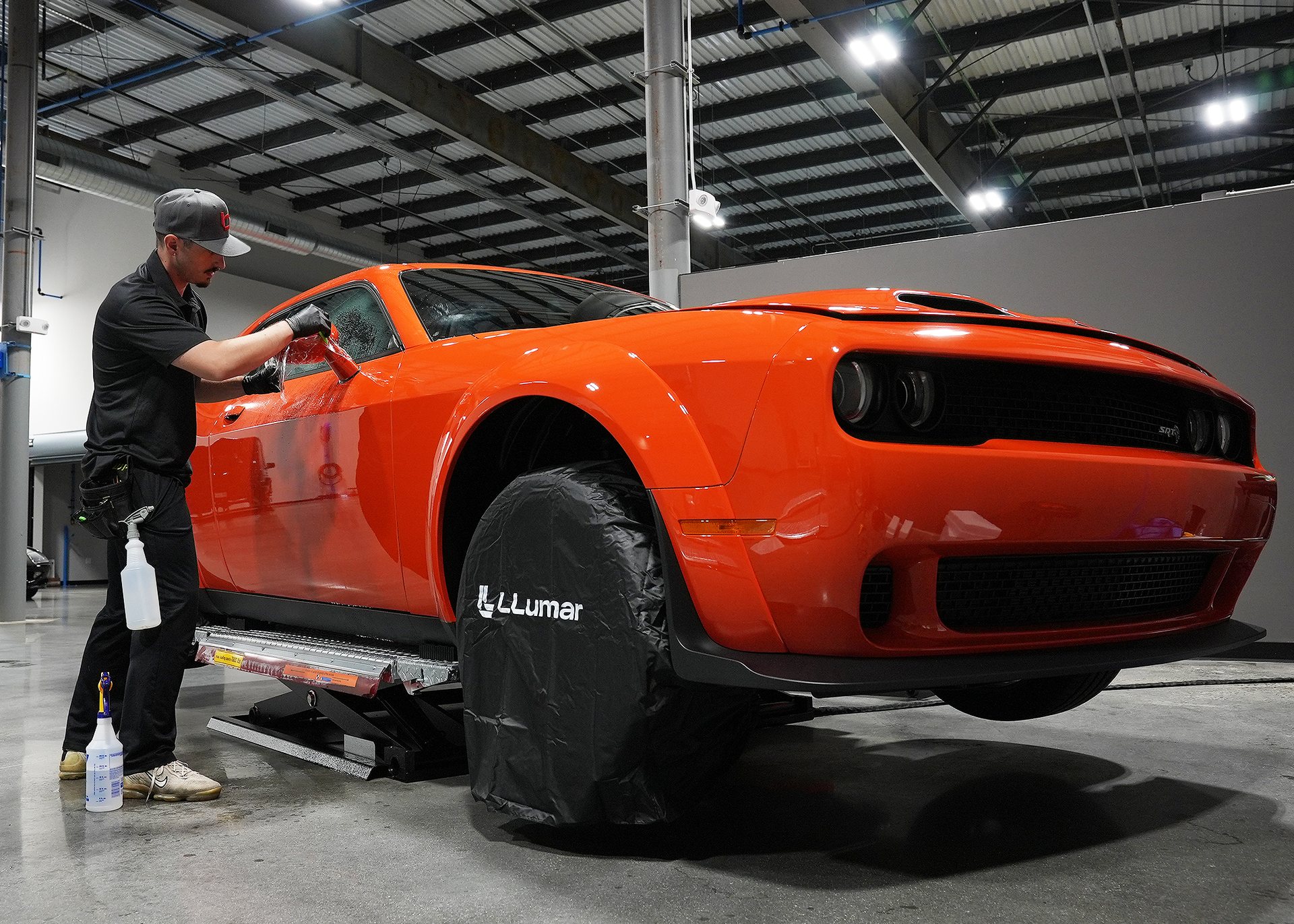 Dodge Challenger Hellcat on the lift